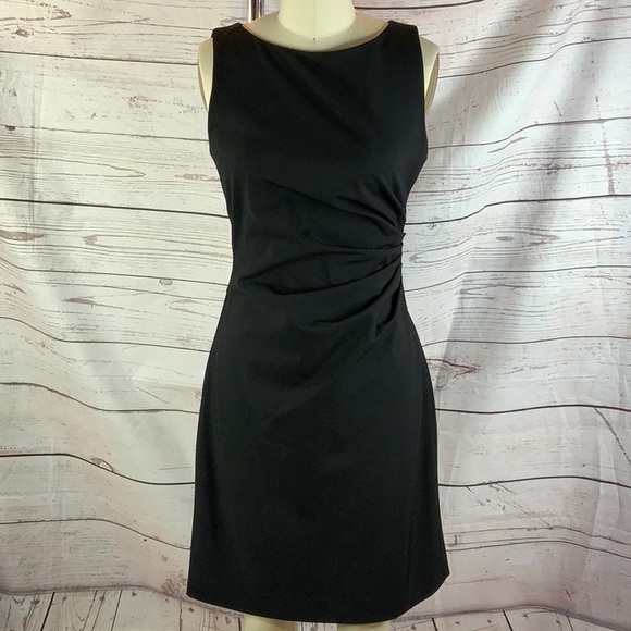 theory ruched sheath dress Theory Ruched Sleeveless Midi Dress In Green